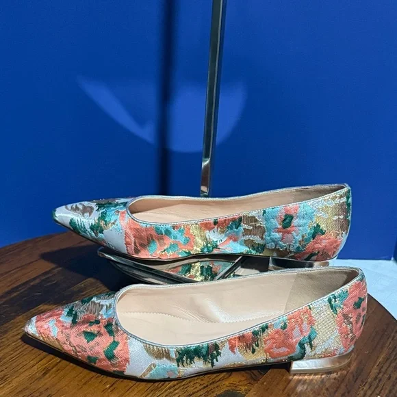 J Crew Moroccan Brocade Slip On Flats m Pointed Toe Multicolor Metallic Boho - Picture 5 of 7